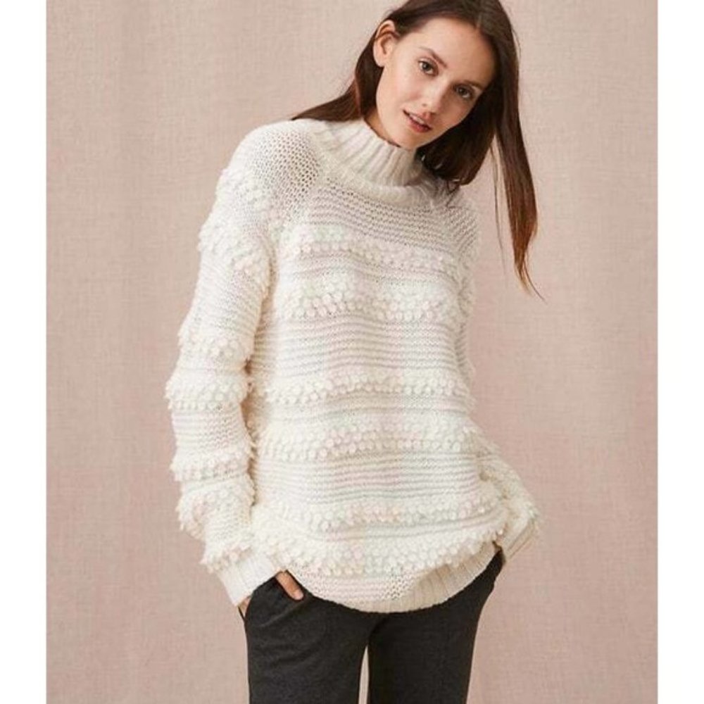 Lou & Grey Snowbird Pom Pom Ivory Sweater XXL NWT